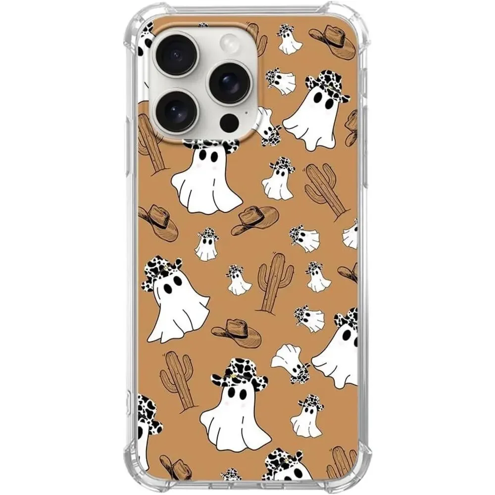 Iphone 16 Pro Max Case Jelly Ultra Slim Cowboy Ghosts Cactus Hats New Halloween